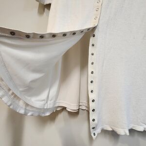 White Lucy Love Slip Snap Down Knit Mini Dress Long Sleeves